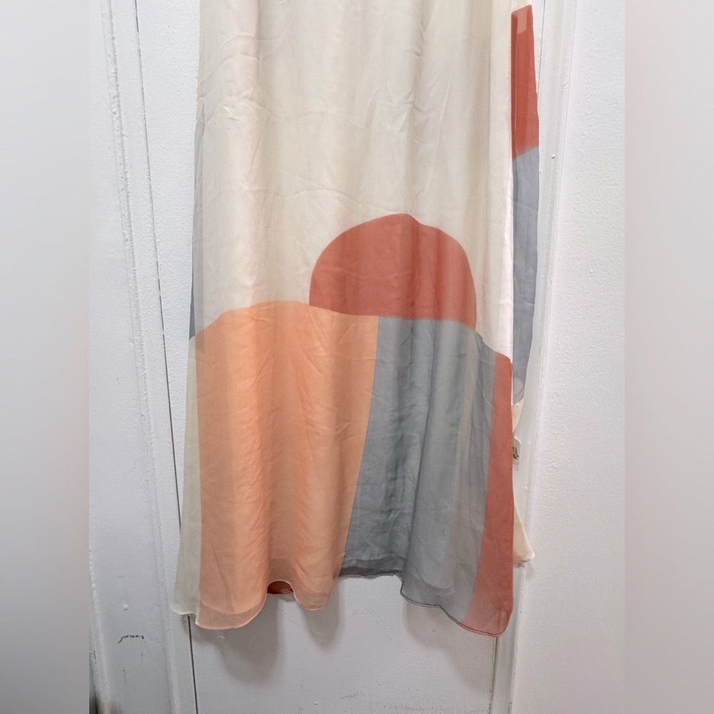 Zimmerman 100% silk maxi skirt with geometric print color block on white size 0 - Picture 2 of 9